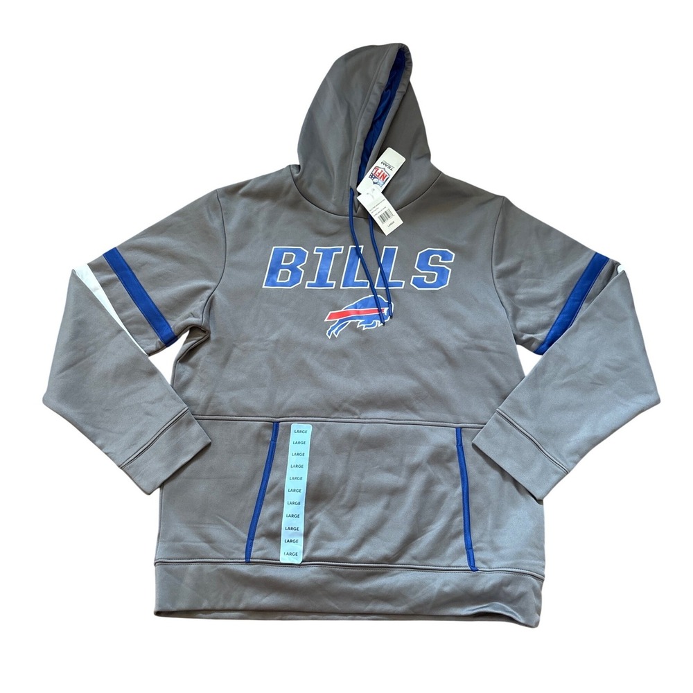 NFL Team Apparel Buffalo Bills Hoodie Mens Grey Blue NWT SIZE Large